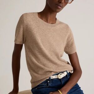 Quince Tan 100% Cashmere Crew Neck Sweater